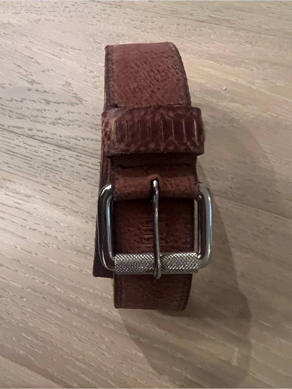 Lucky Brand Rustic Brown Leather Belt with Silver-Tone Buckle